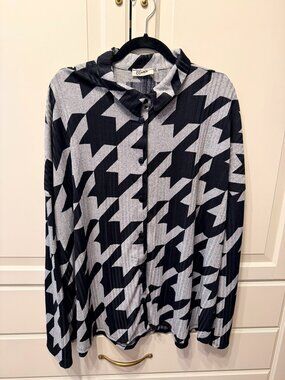 BLUMIN APPAREL Women’s Houndstooth Button-Up Tunic Blouse (Plus Size 3XL) NEW!!!